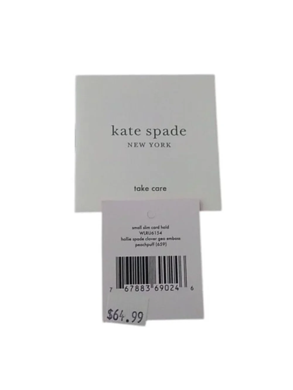 Kate Spade NY Hallie Clover Embossed Small Slim Card Case, Peachpuff
